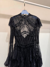 Raven Ruffle Lace Dress