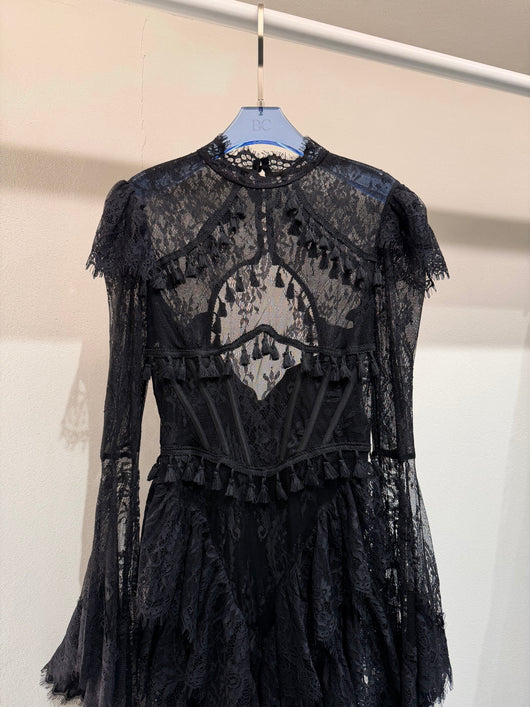 Raven Ruffle Lace Dress