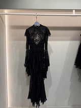 Raven Ruffle Lace Dress