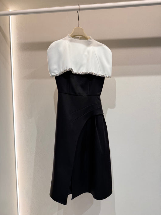 The noir crystal cape dress