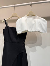 The noir crystal cape dress