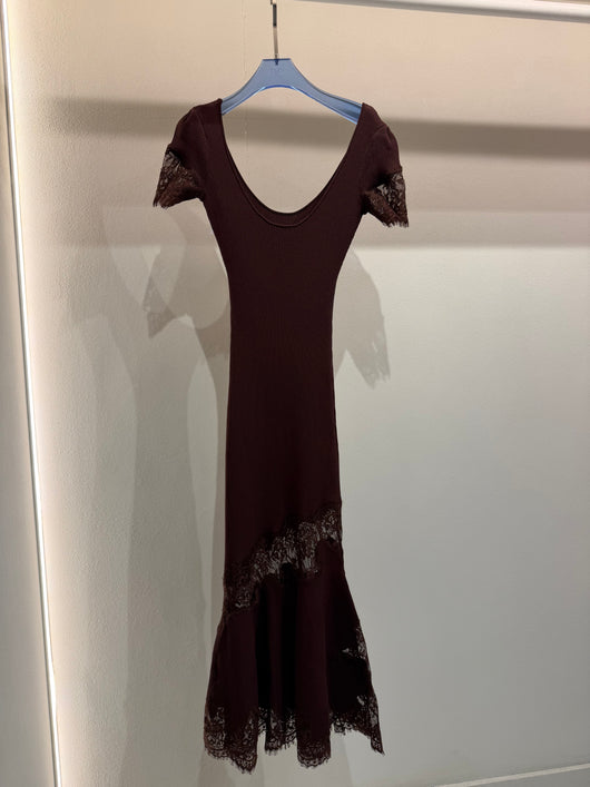 Brown Lace Preppy Dress