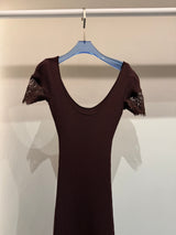 Brown Lace Preppy Dress
