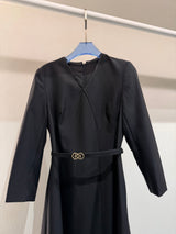 Black Longsleeve V-neck Dress