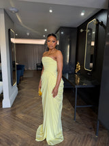 Butter yellow  corset Drapped  Dress