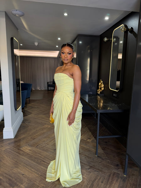 Butter yellow  corset Drapped  Dress