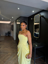 Butter yellow  corset Drapped  Dress