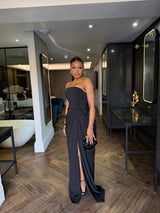 Black Corset Draped Dress