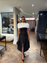 Noir Crystal Cape Dress