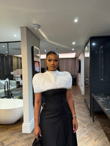 Noir Crystal Cape Dress