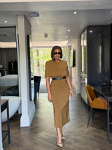 Coffee brown Cape Dress