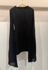 black arm pleated dress
