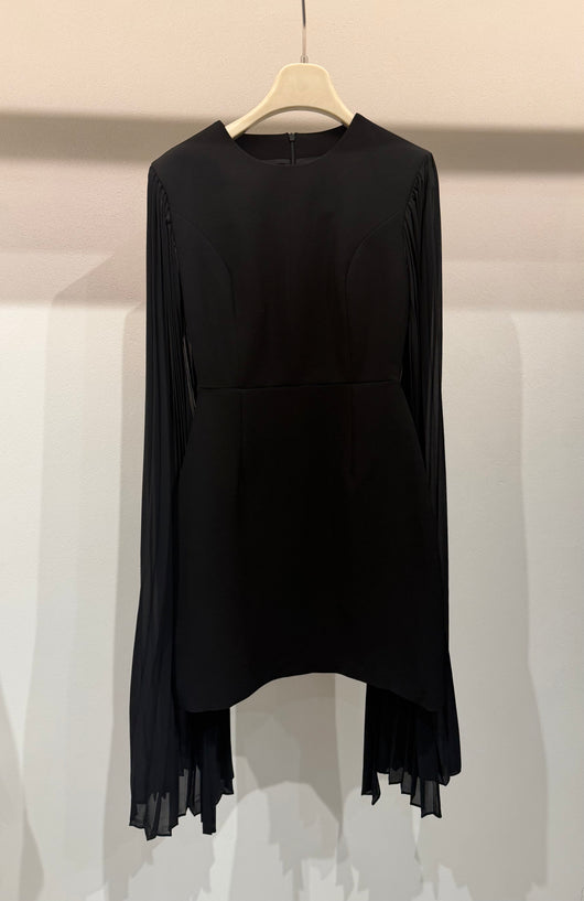 black arm pleated dress
