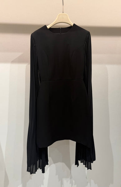 black arm pleated dress