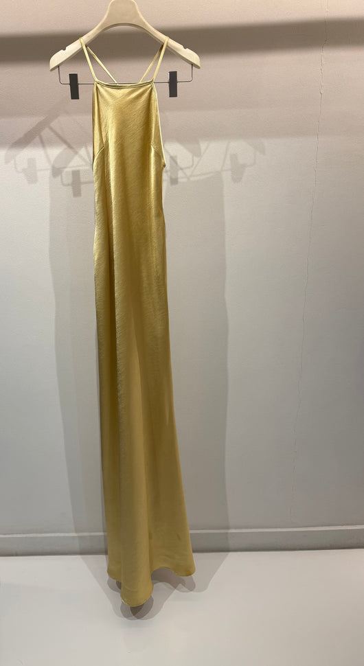 Gold satin slip dress