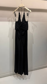 Midnight draped goddess dress