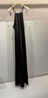 Black satin slip dress