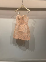 Blush lace choker corset dress
