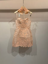 Blush lace choker corset dress