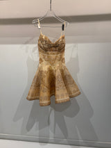 Beige print flared mini