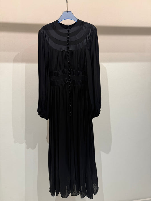 Mace chiffon black dress
