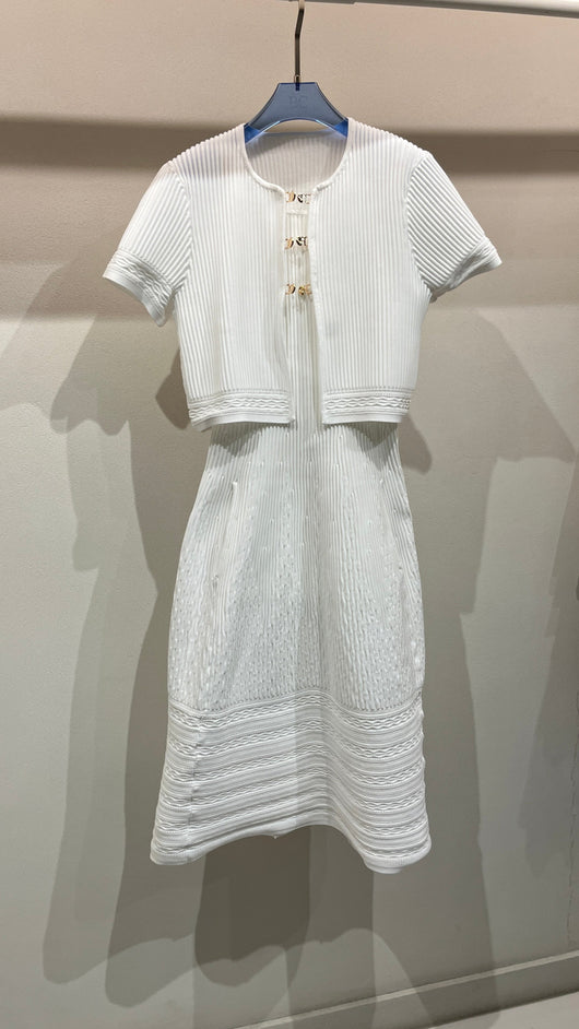 White ribbed knit set