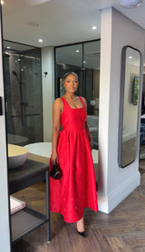 Red rose flare dress