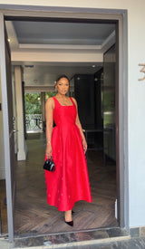 Red rose flare dress
