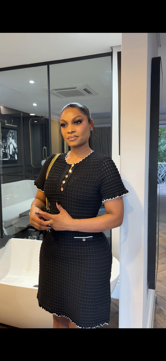 Black mini crotchet dress