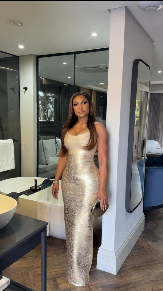 Gold bandage dress