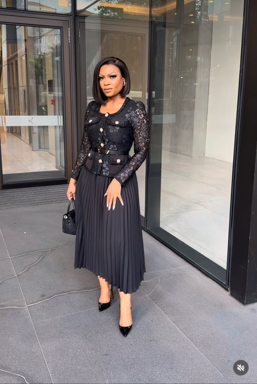 Black pleated dress